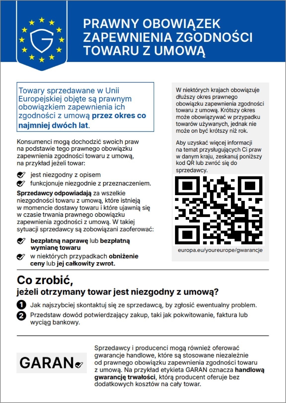 Gwarancja zgodności towaru z umową